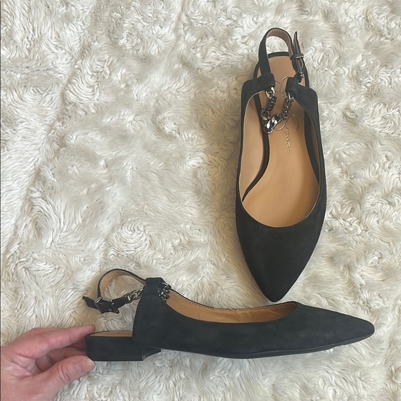 Jessica‎ Simpson Black Women's Slingback Flats Size 6 - Picture 1 of 4